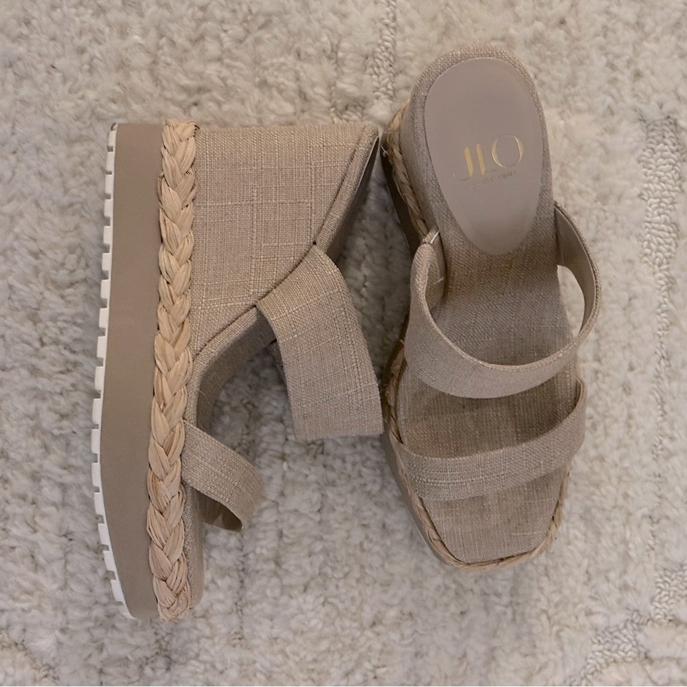 JLo Platflorm Wedge Sandals, Size 6